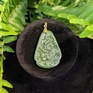 Dragon Relief Carving Jade Acrylic Pendant